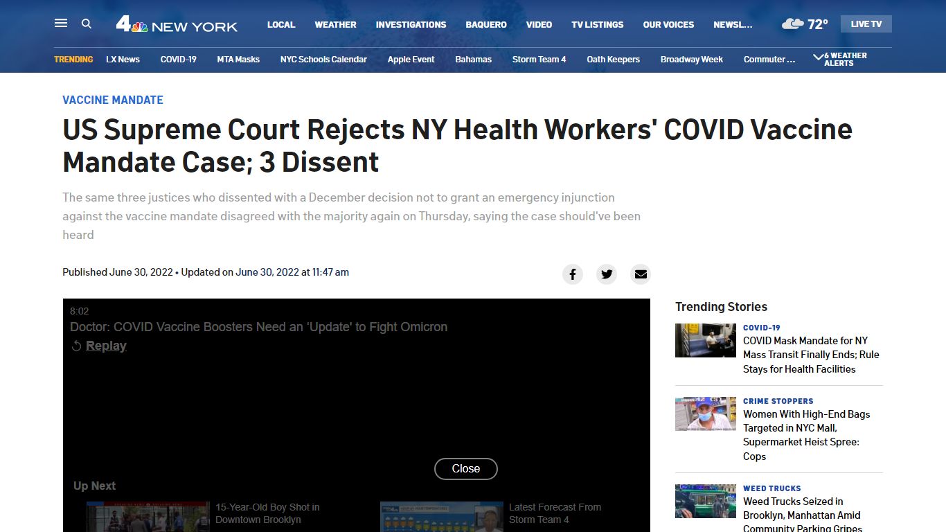 Supreme Court Decision: NY COVID Vaccine Mandate for Healthcare Workers ...